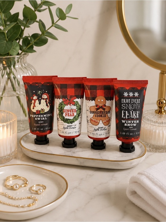 Other - Holiday Hand Cream Gift Set Peppermint Swirl Gingerbread Ginger Pear Winter Snow